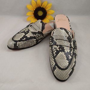 J. Crew Black and Cream Snakeskin Loafers